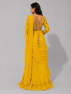 mustard drape lehenga
