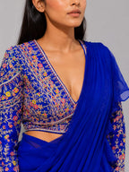 blue drape lehenga,