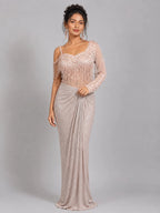 designer pink western dress