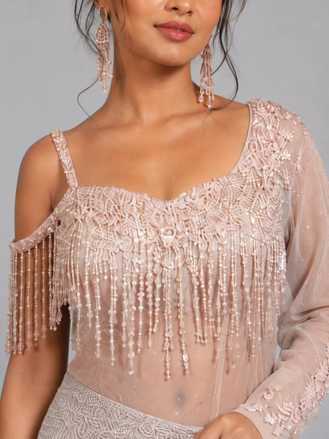 designer pink western dress