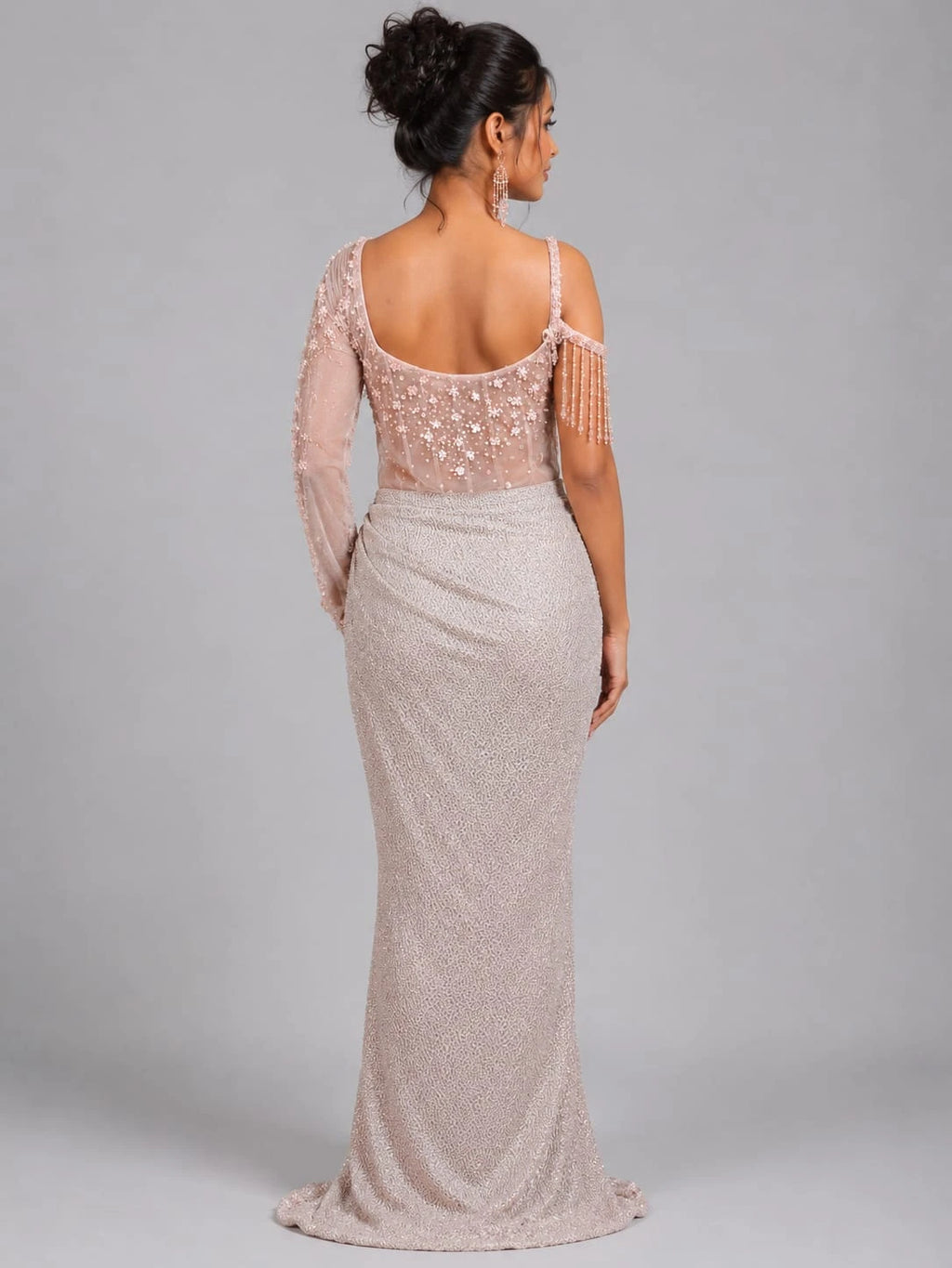 designer pink western dress