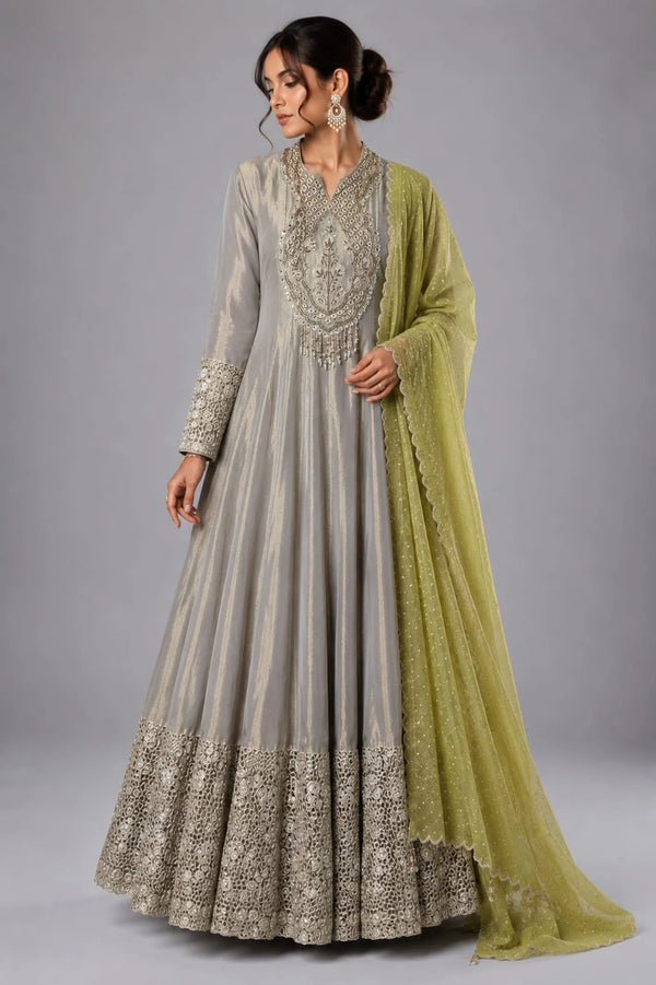 grey designer anarkali,
