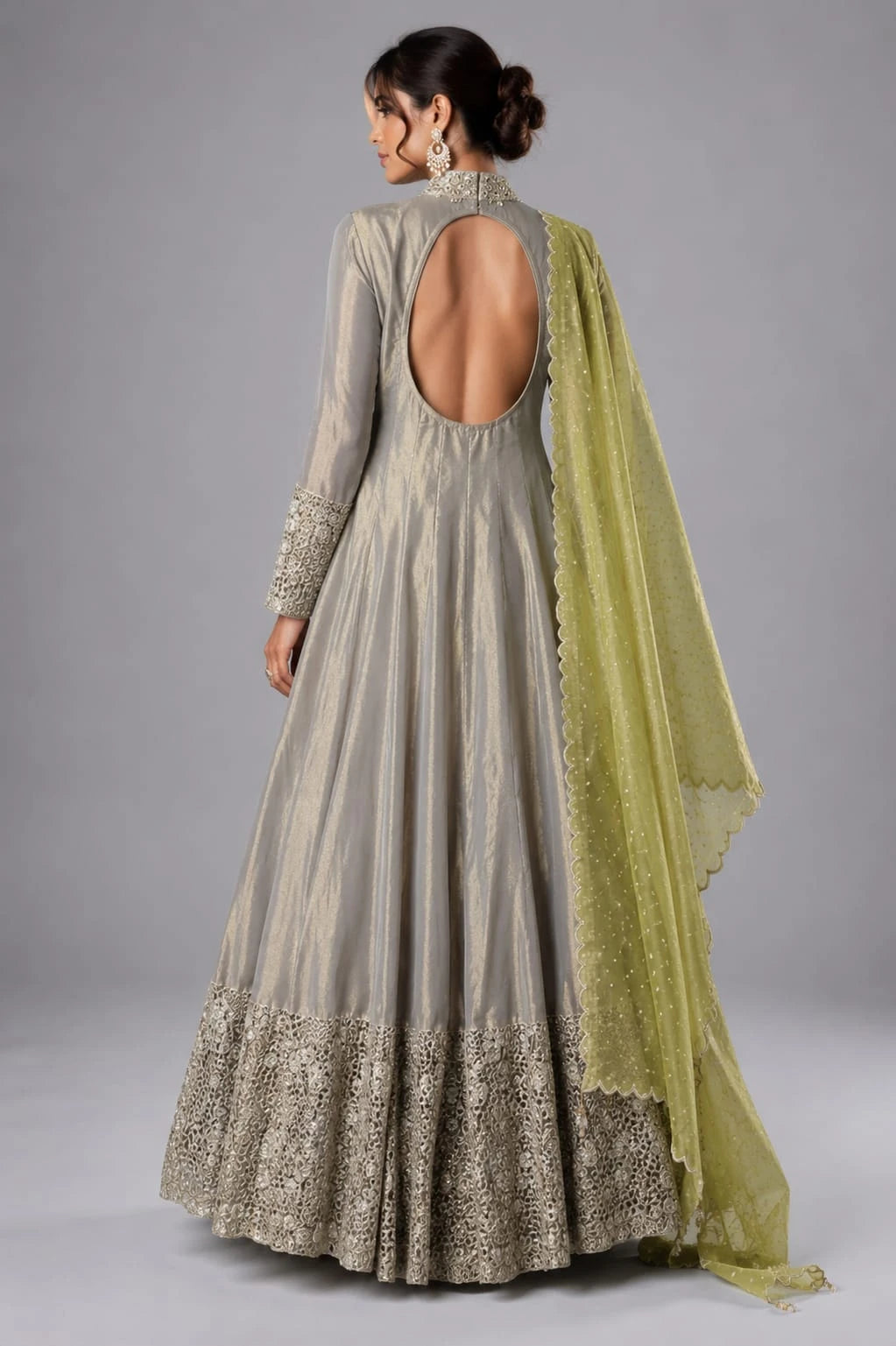 grey designer anarkali,
