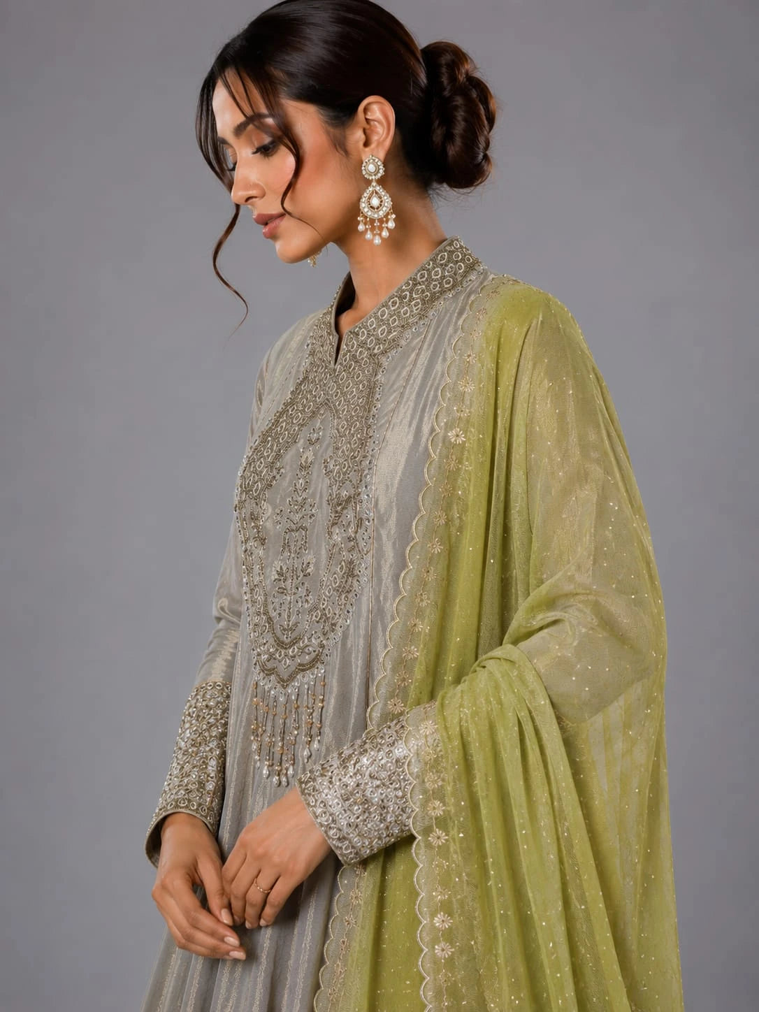grey designer anarkali,