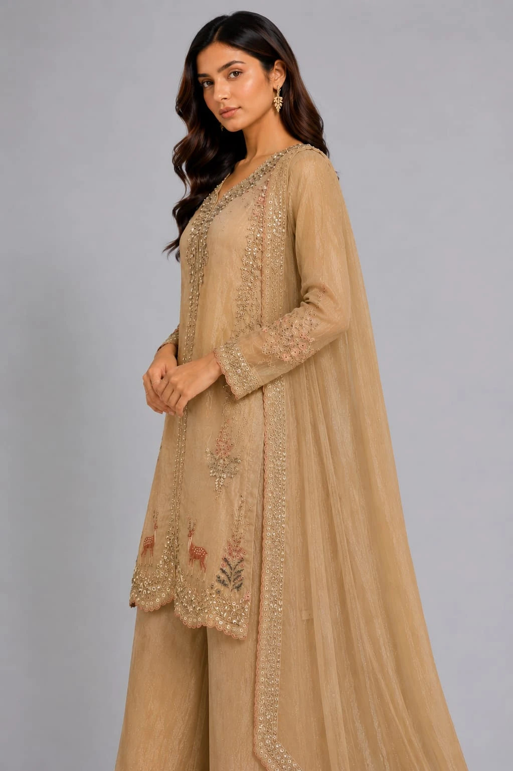 gold sharara set