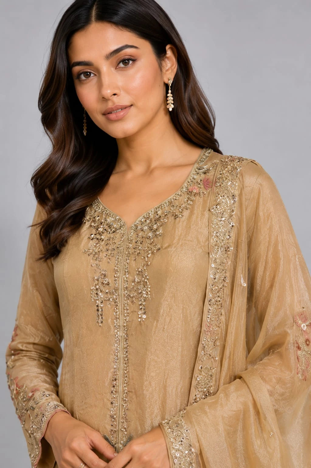 gold sharara set