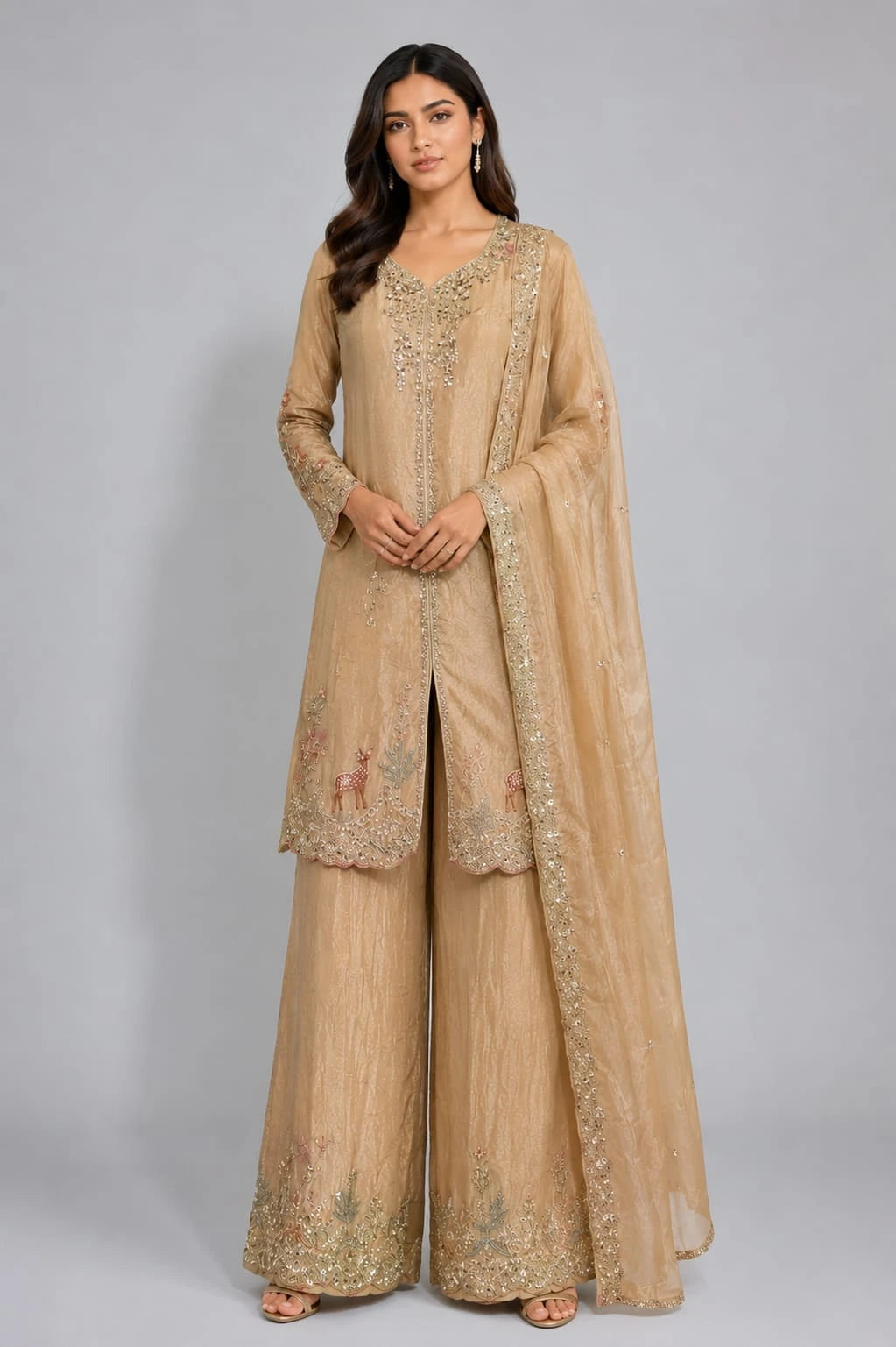 gold sharara set