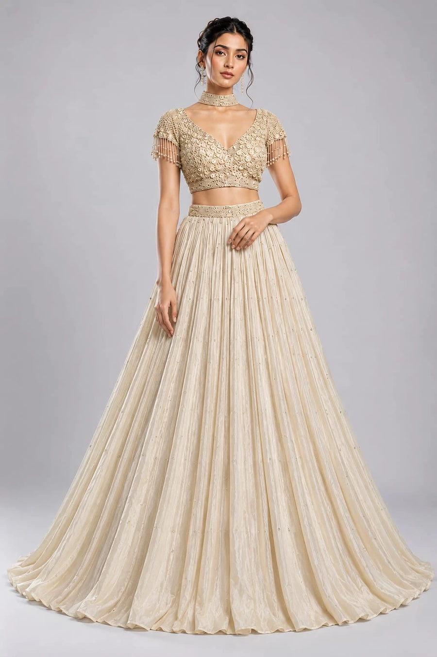 Cream Wedding Lehenga