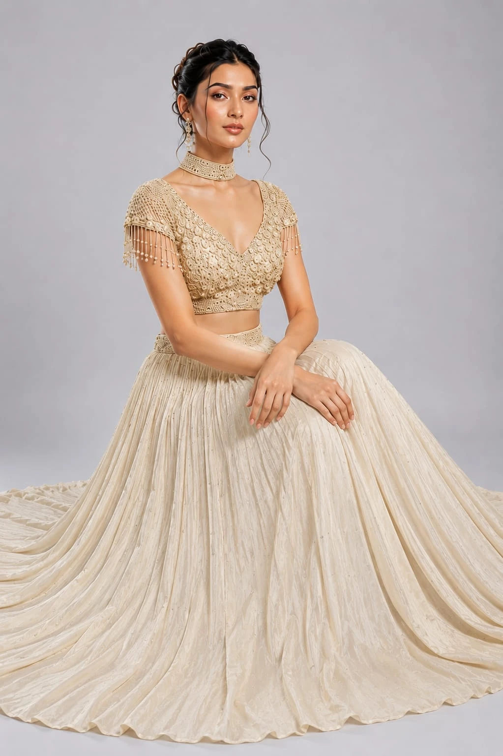 Cream Wedding Lehenga