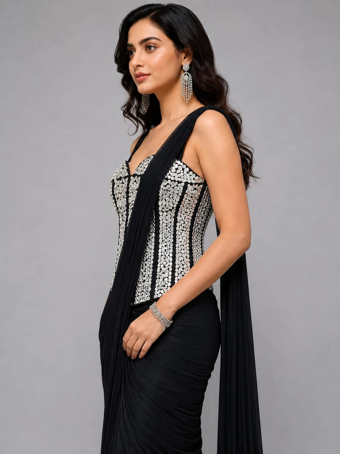Black Corset Saree