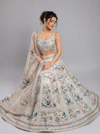 Beige Printed Lehenga