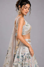 Beige Printed Lehenga