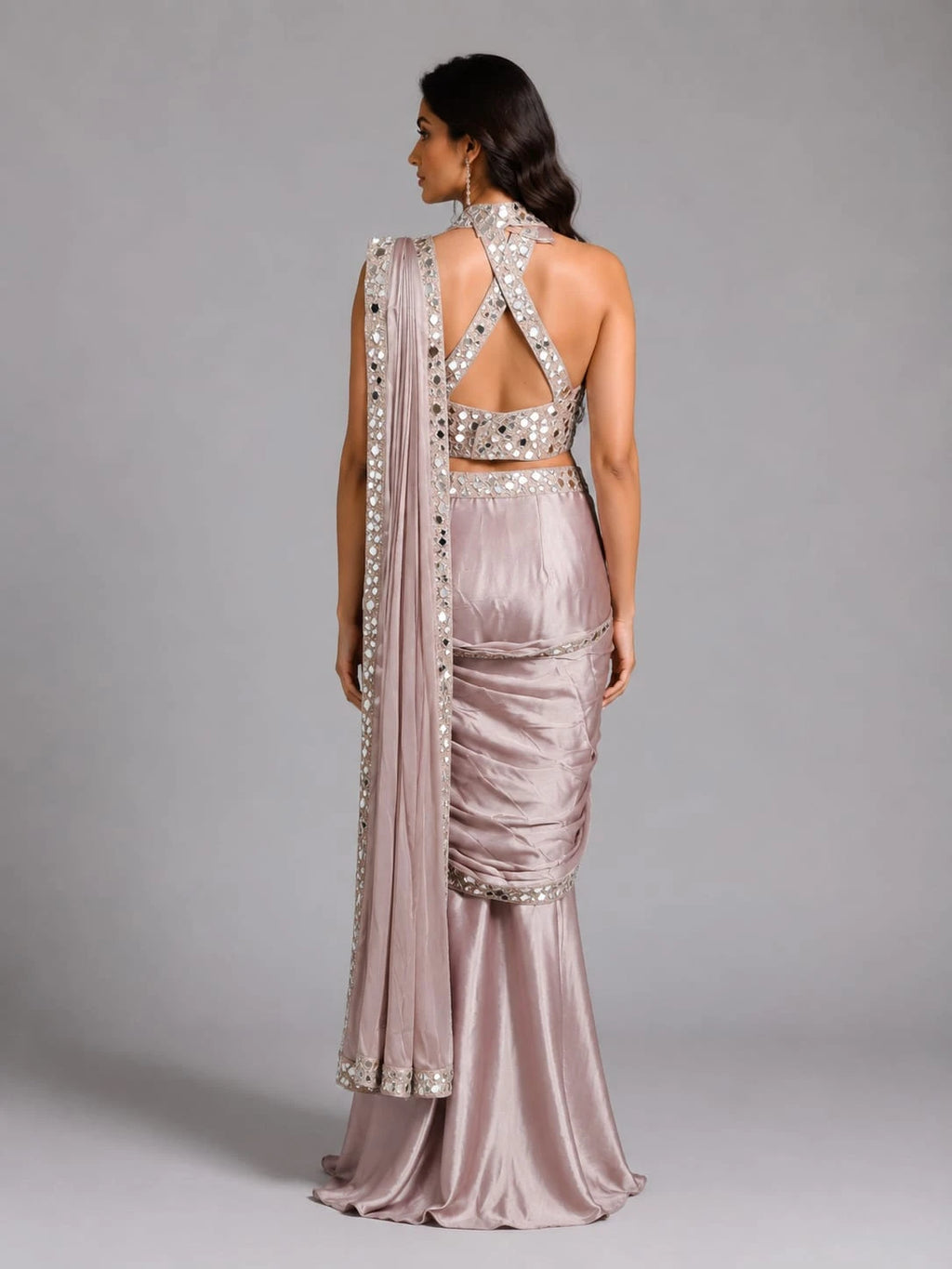 Light Gold Drape Saree