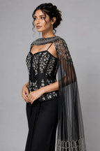 Black Corset Dhoti Set