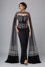Black Corset Dhoti Set