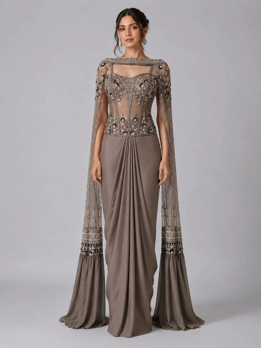 grey dhoti set