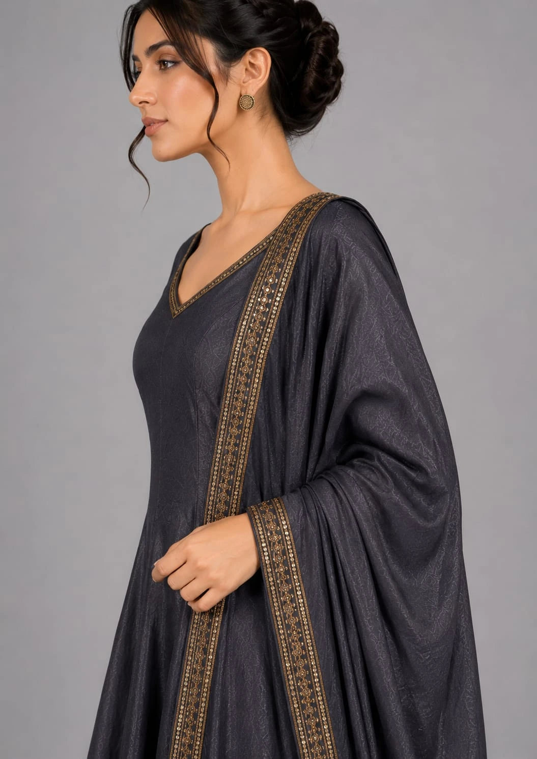 Party Wear Grey Anarkali