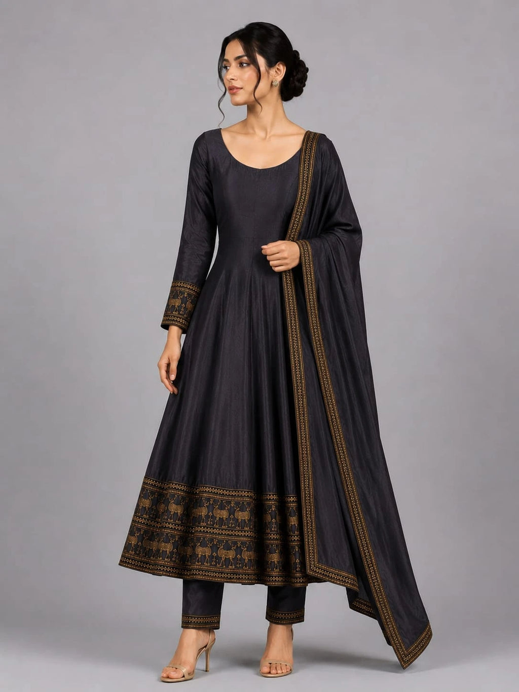 Party Wear Grey Anarkali