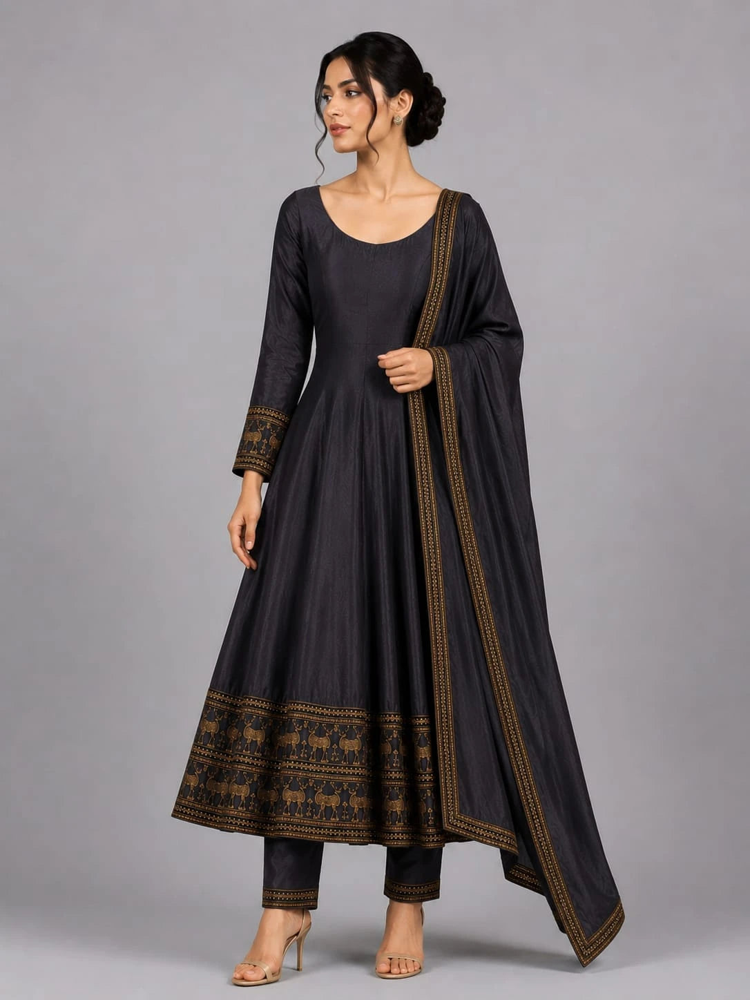 Party Wear Grey Anarkali