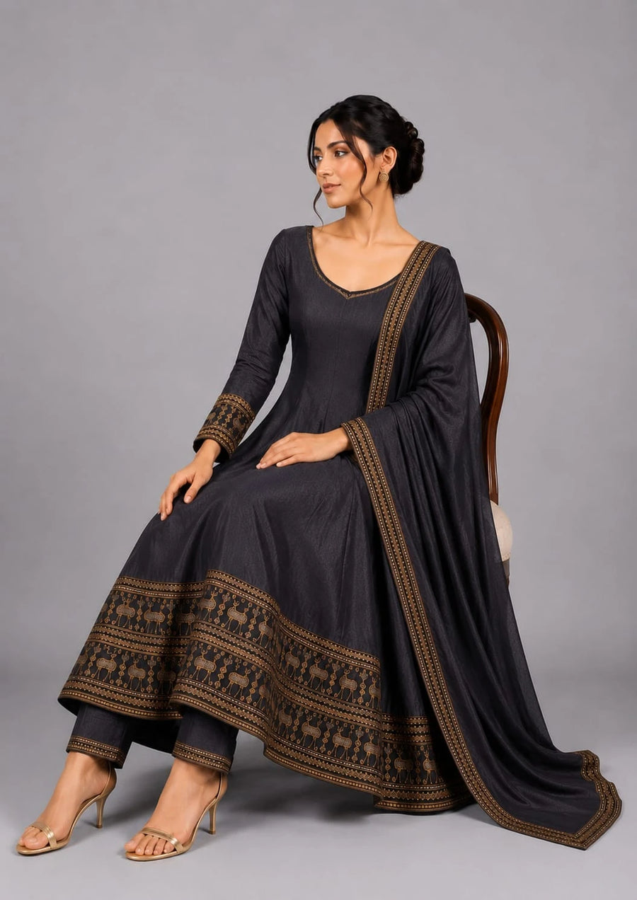 Party Wear Grey Anarkali