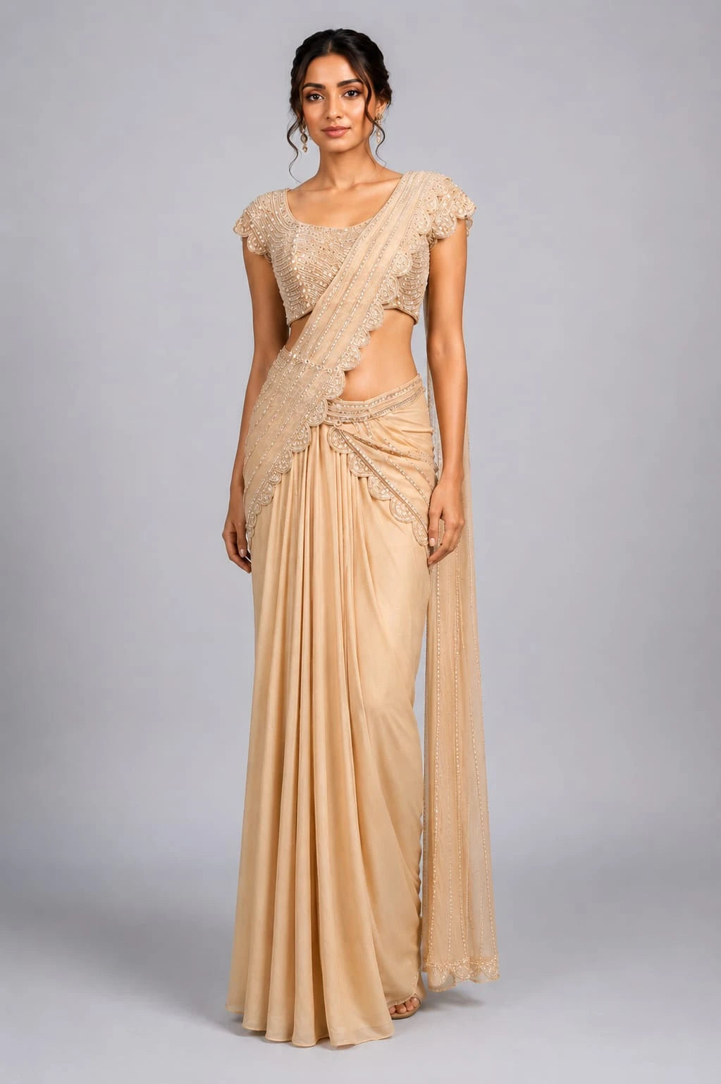 gold party wear saree
