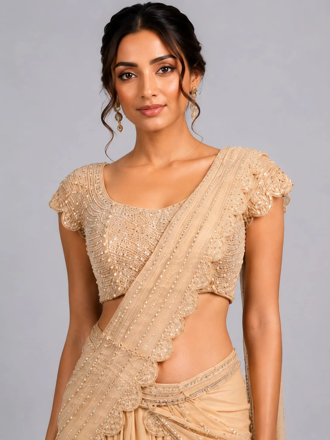 gold party wear saree