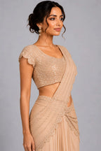 gold party wear saree