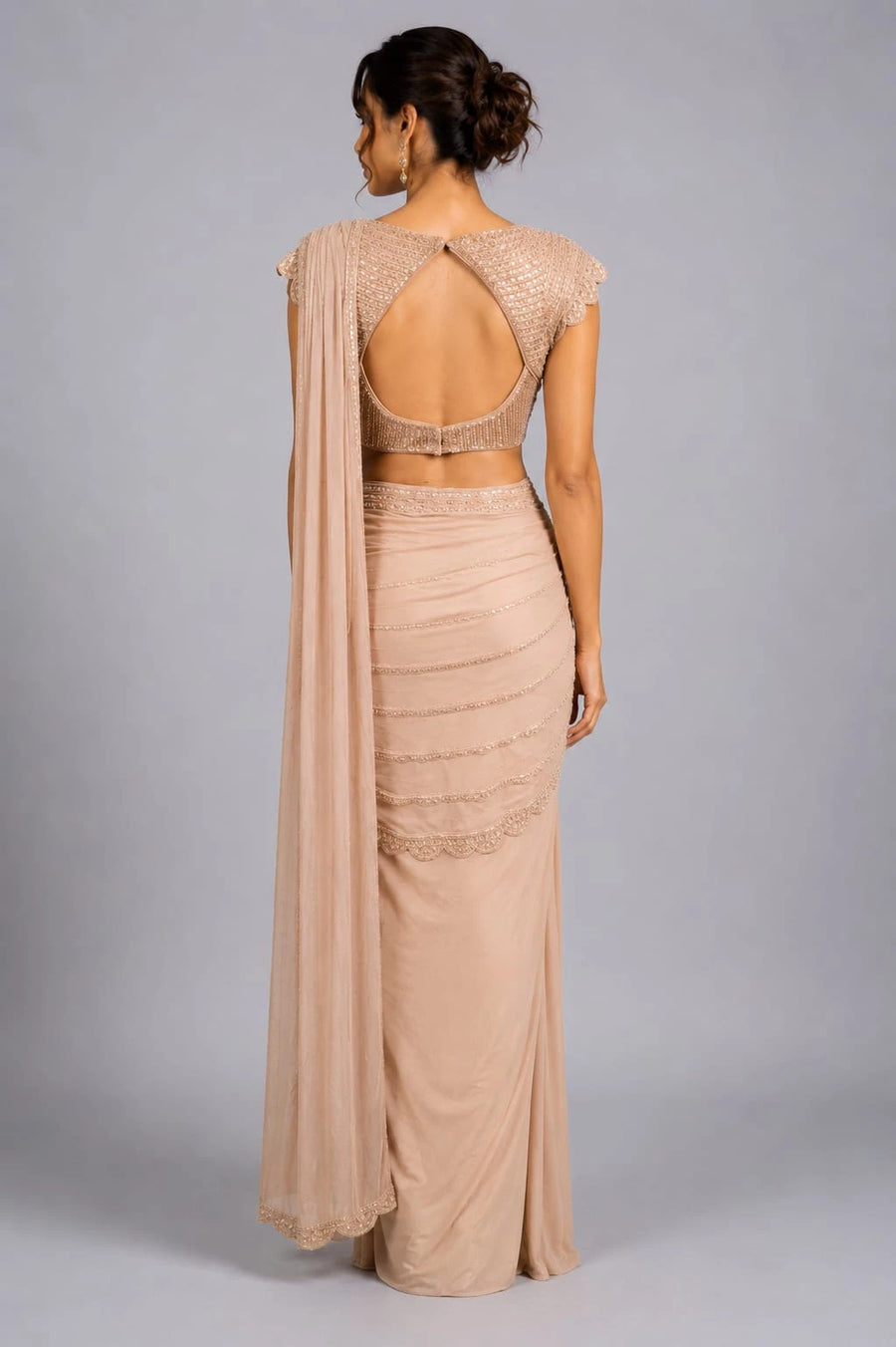 gold party wear saree