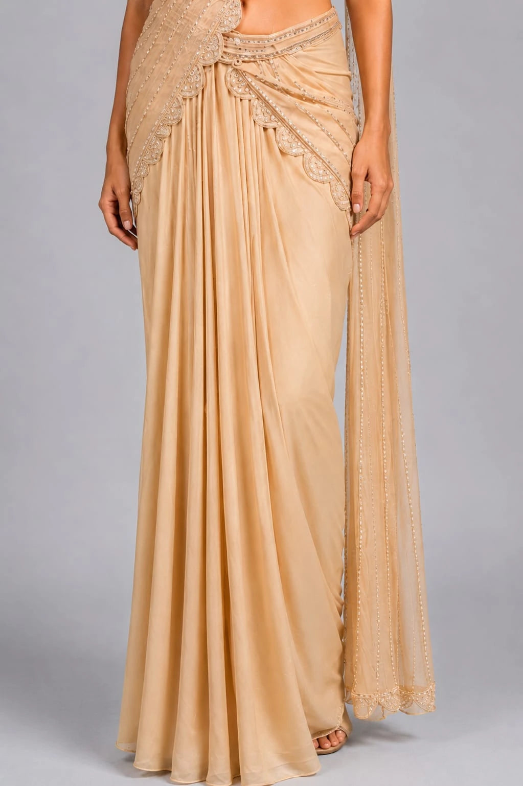 gold party wear saree