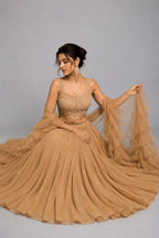gold ruffle dupatta