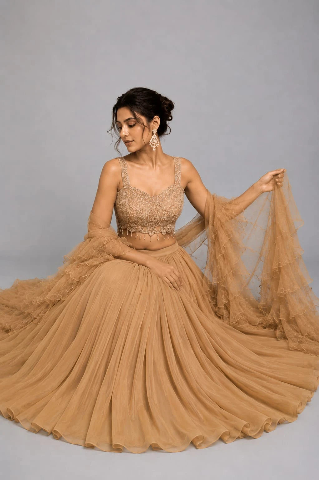gold ruffle dupatta