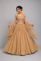 gold ruffle dupatta
