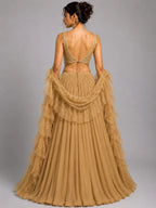 gold ruffle dupatta