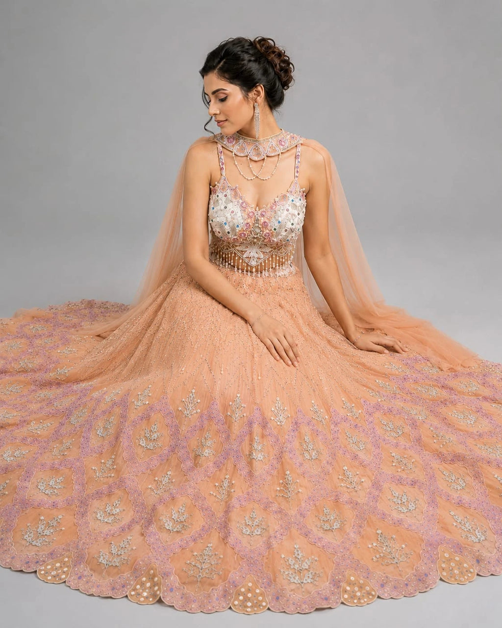 peach Sangeet lehenga
