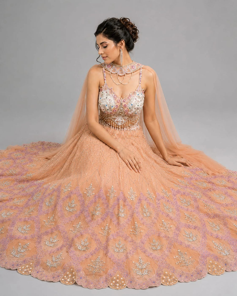 peach Sangeet lehenga