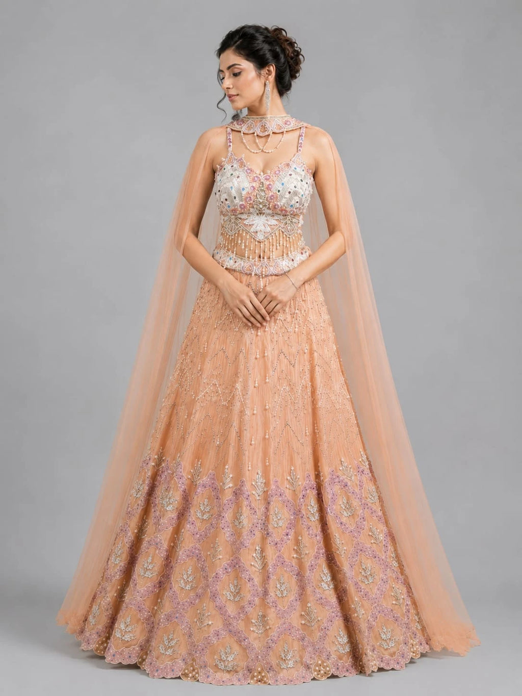 peach Sangeet lehenga