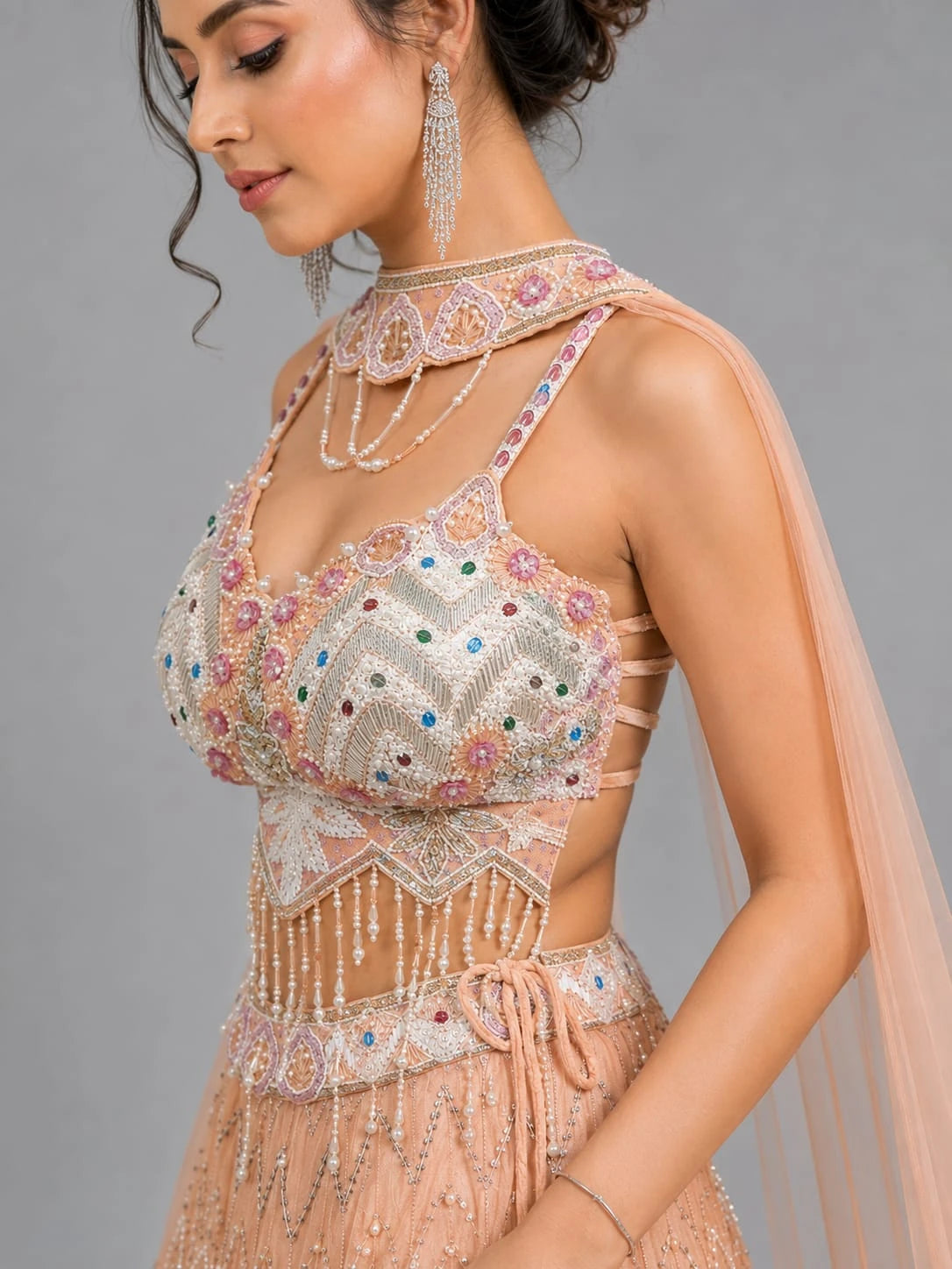 peach Sangeet lehenga