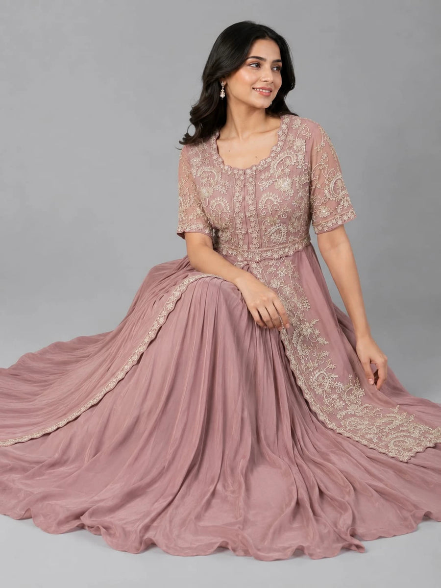 pink indo western