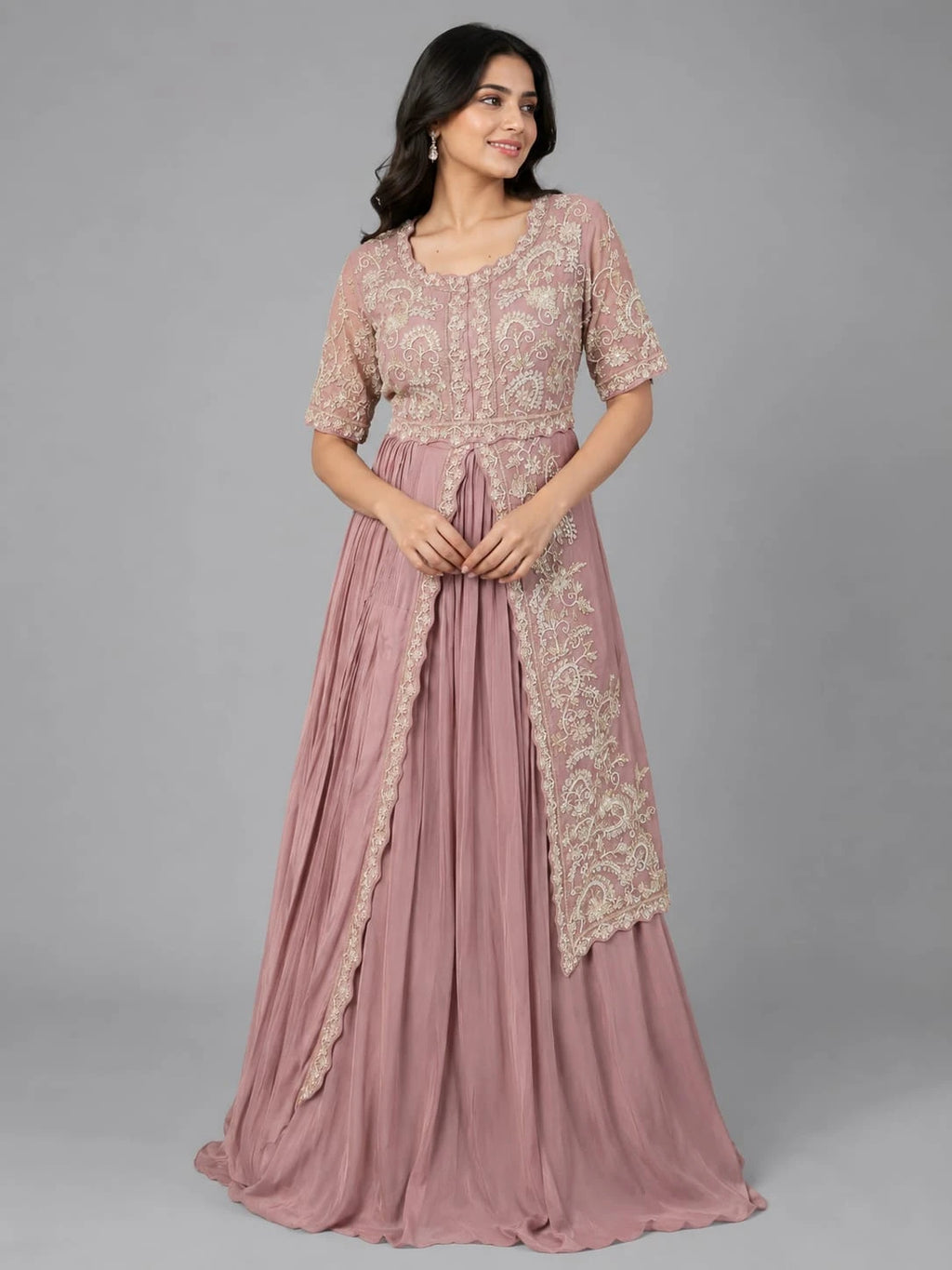 pink indo western