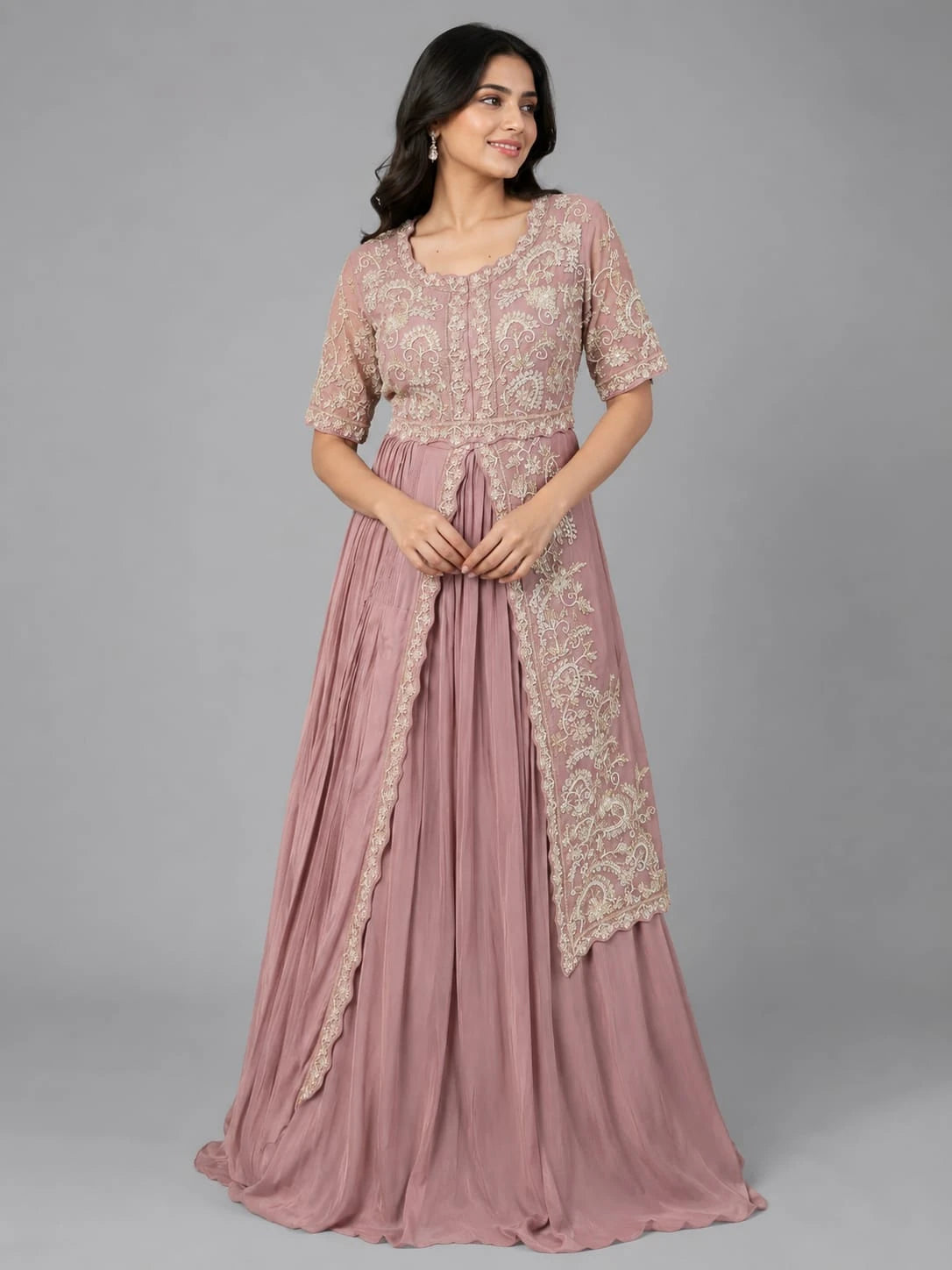 pink indo western