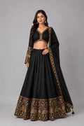 black crop top lehenga