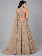 gold halter neck lehenga