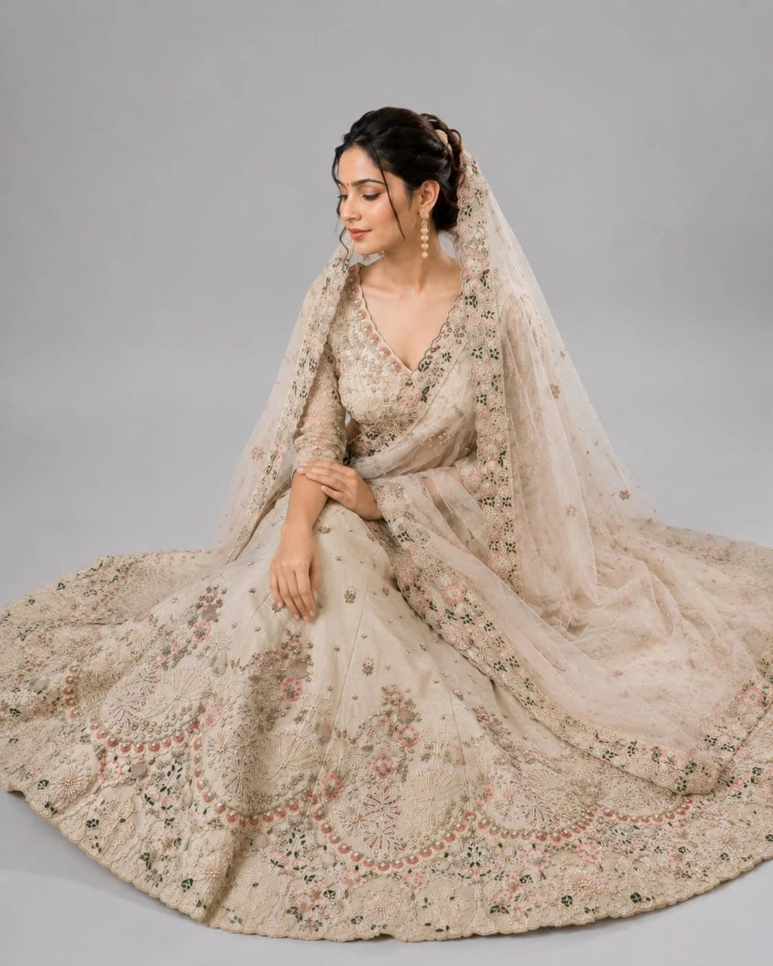 Beige Wedding Lehenga