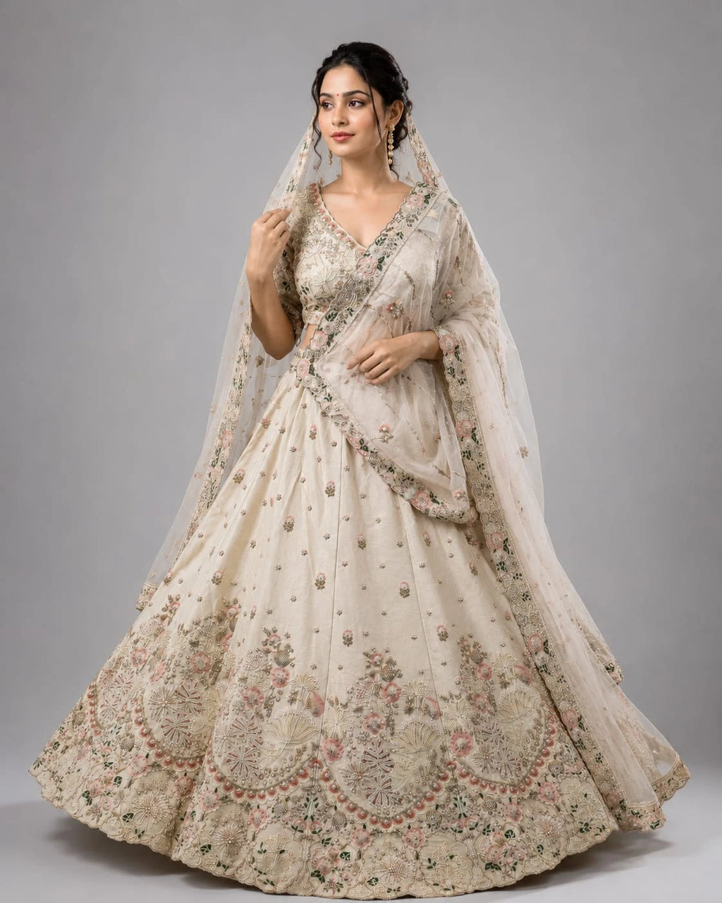 Beige Wedding Lehenga