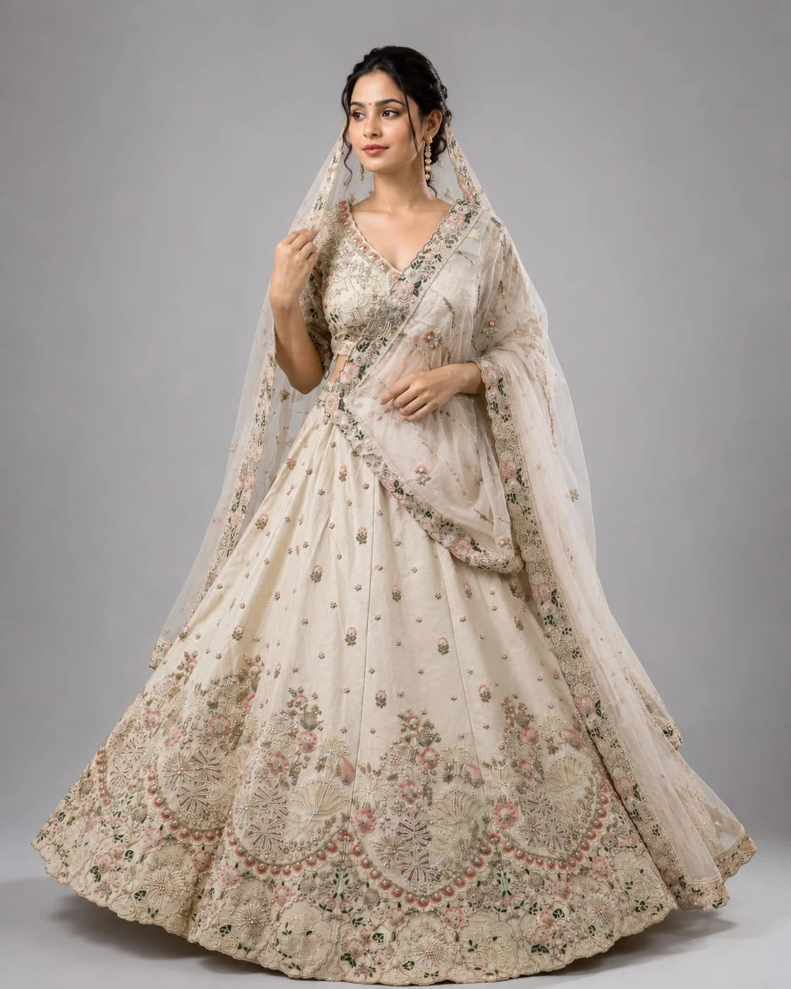 Beige Wedding Lehenga