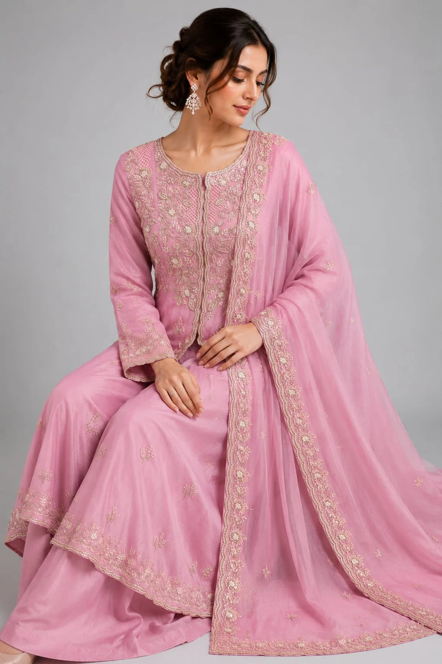 rose pink indo western