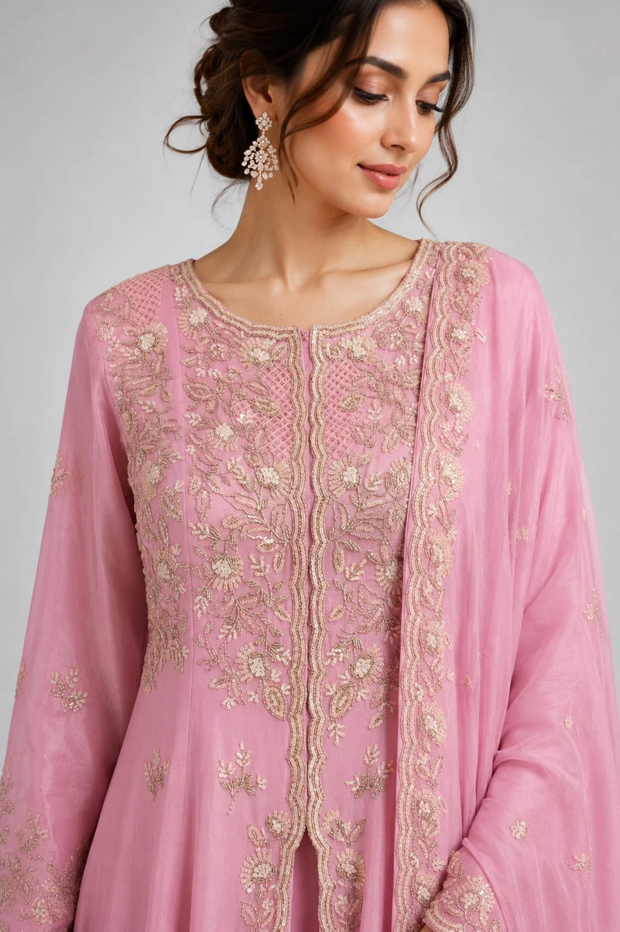 rose pink indo western