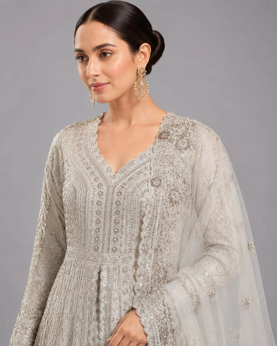 beige designer indo western