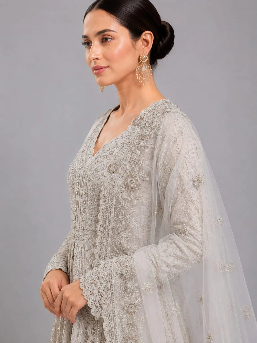 beige designer indo western