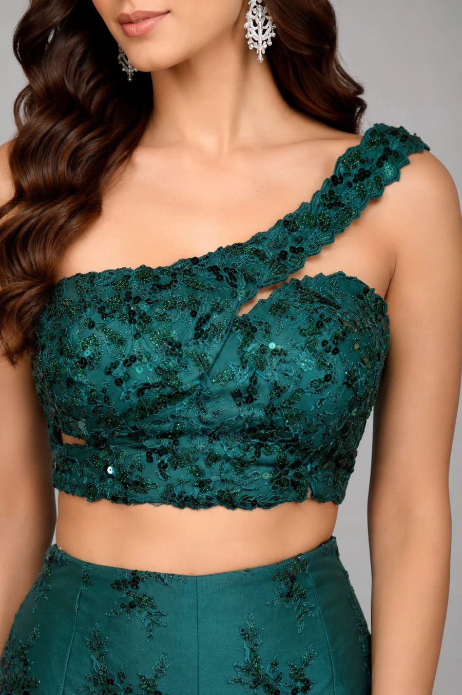 bottle green lehenga